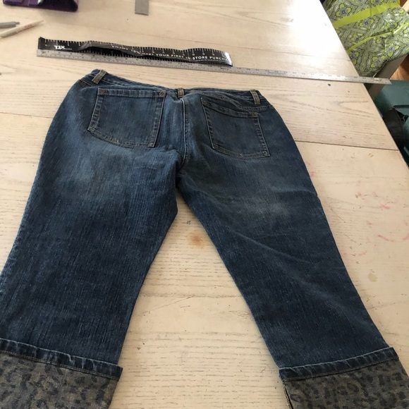 INC International Concepts size 10 blue jeans cropped leopard print cuff - Picture 8 of 16